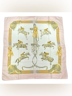 Hermes Silk Scarf Jumping Carre 90 Philippe Ledoux Pink
